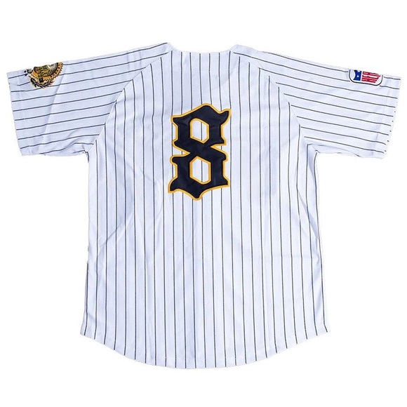 PITTSBURGH Headgear Classics Nostalgia Co. Button Down Pinstripe Jersey sz L - Picture 2 of 14
